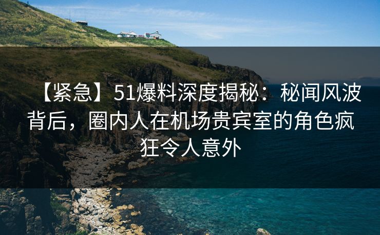 【紧急】51爆料深度揭秘：秘闻风波背后，圈内人在机场贵宾室的角色疯狂令人意外