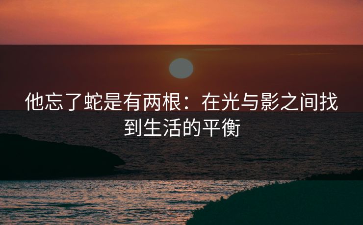 他忘了蛇是有两根：在光与影之间找到生活的平衡