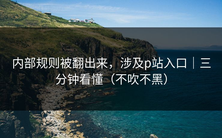 内部规则被翻出来，涉及p站入口｜三分钟看懂（不吹不黑）